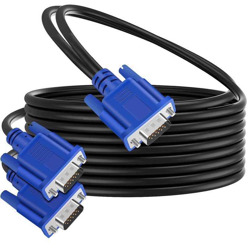 PASOW VGA Splitter Cable (No Screen Extension) 1 Male to 2 Male Dual Monitor Y Adapter 1080P Full HD for projectors, HDTVs, Monitors (5 Feet) - Only for Screen Duplication - Work for Identical Monitor - Image 1